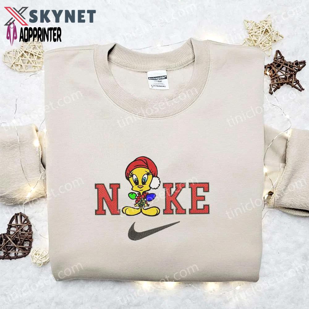 Nike christmas x tweety light embroidered sweatshirt & shirt: best holiday gift ideas Embroidered Shirt
