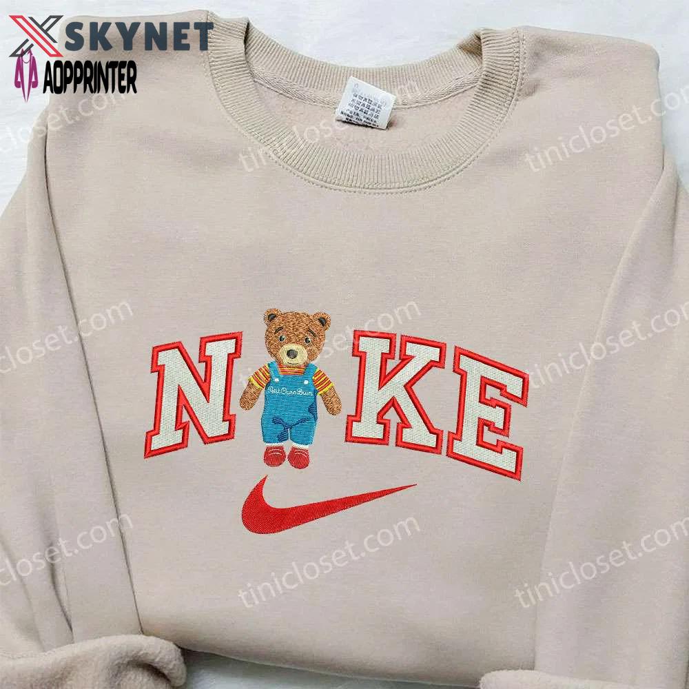 Nike embroidered petit ours brun sweatshirt – animal shirt for best birthday gifts Embroidered Shirt