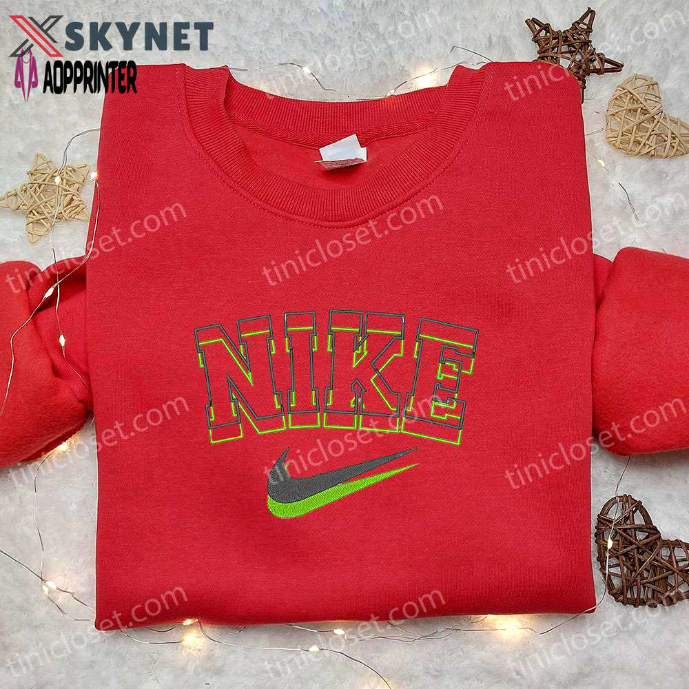 Nike embroidered shirt: stylish outline design perfect christmas gift idea Embroidered Shirt