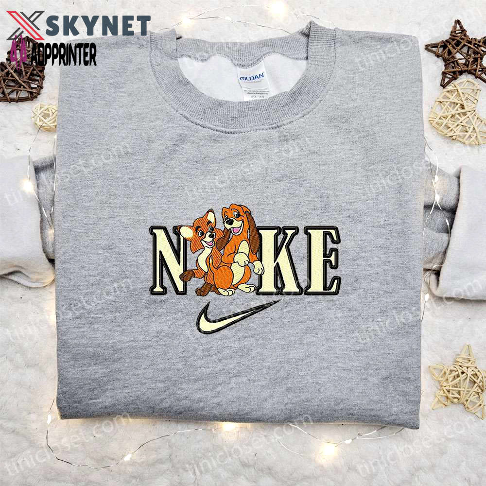 Nike embroidered shirt: tod & copper cartoon fox & hound inspired design Embroidered Shirt