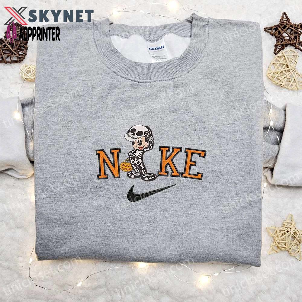 Nike halloween x mickey mouse skeleton embroidered sweatshirt: best halloween gift ideas Embroidered Shirt