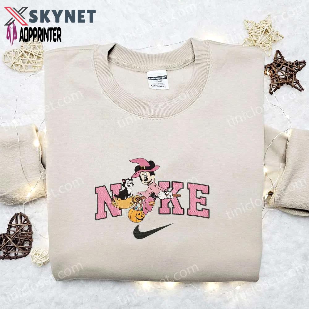 Nike halloween x minnie mouse witch & cat sweatshirt: best halloween gift ideas Embroidered Shirt
