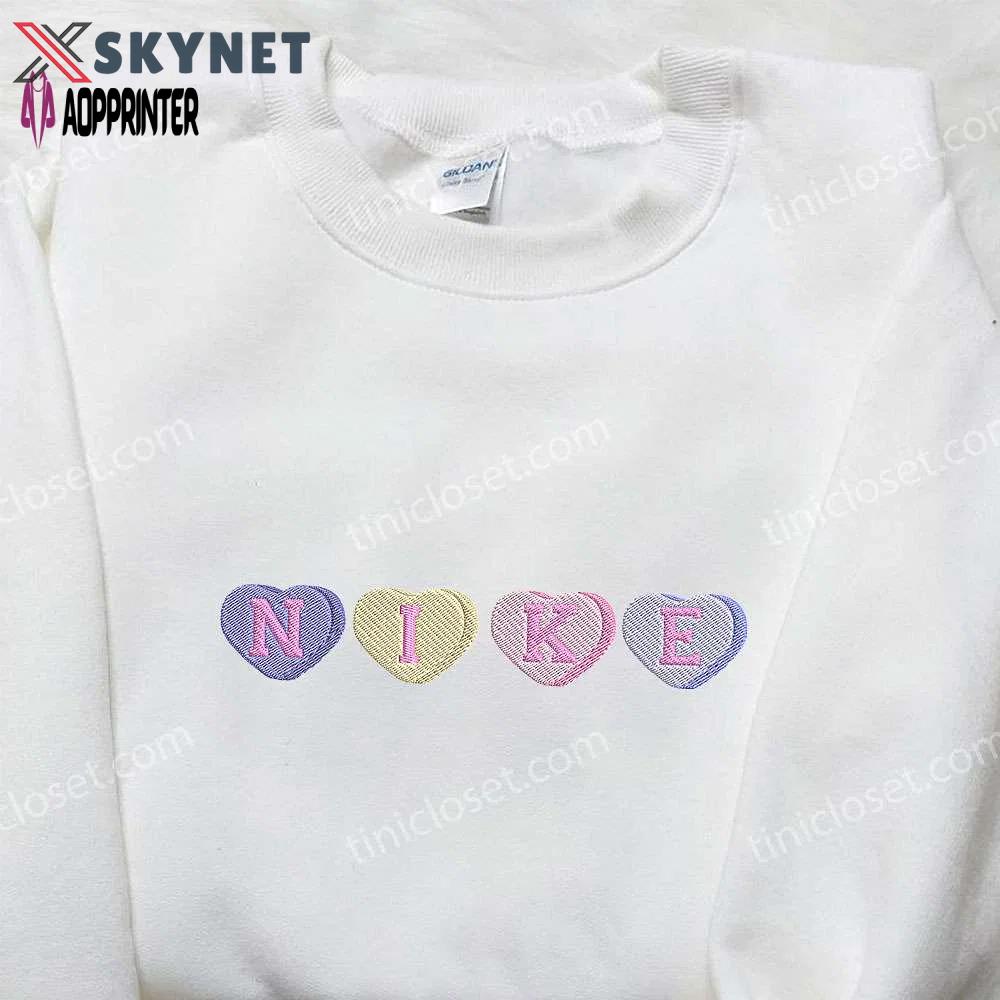Nike heart love embroidered sweatshirt: perfect valentine s day gift for her Embroidered Shirt