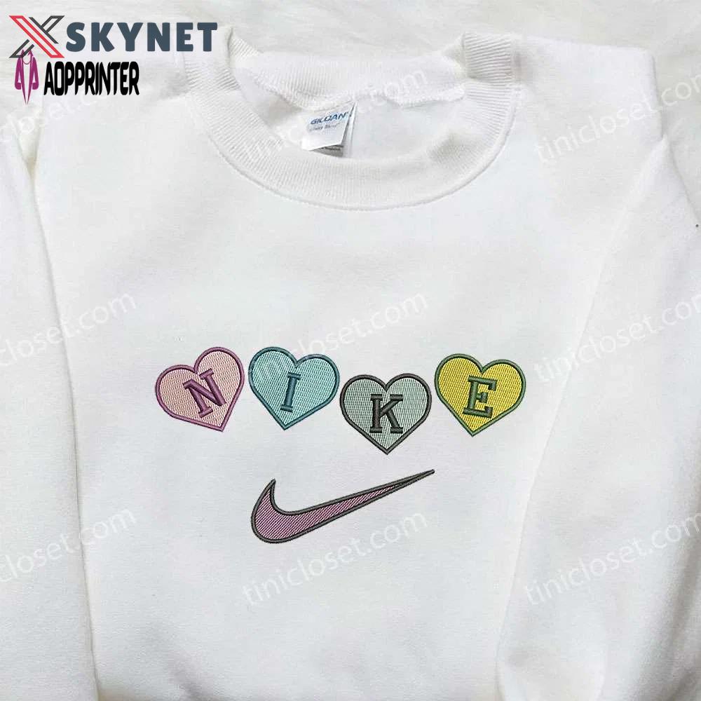 Nike heart love embroidered sweatshirt: perfect valentine’s day gift nike inspired logo shirt Embroidered Shirt
