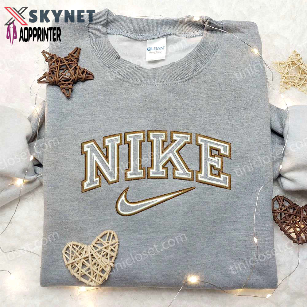 Nike inspired embroidered shirt: minimalist design perfect family gift Embroidered Shirt