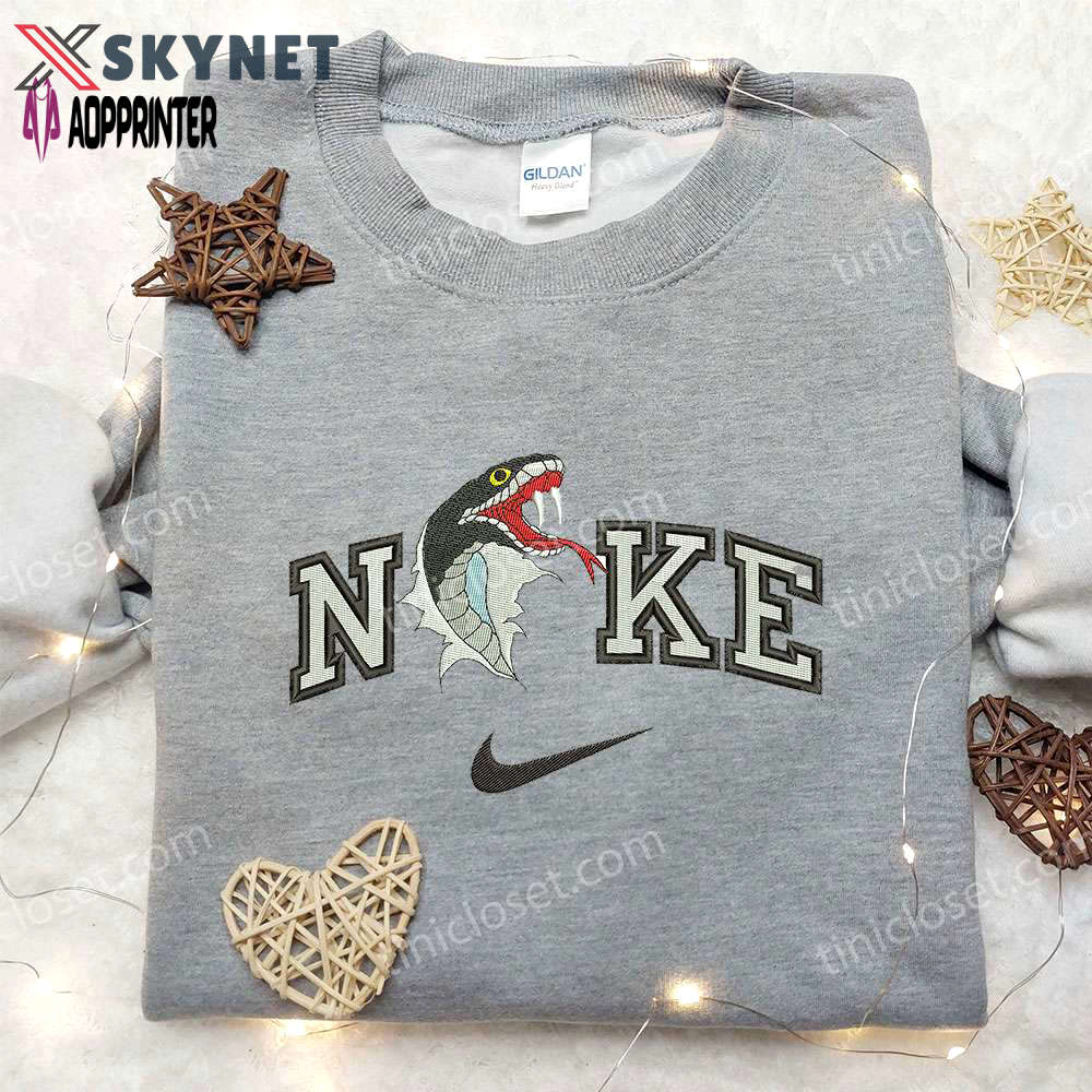 Nike inspired king cobra snake embroidered sweatshirt: animal shirt with nike style Embroidered Shirt