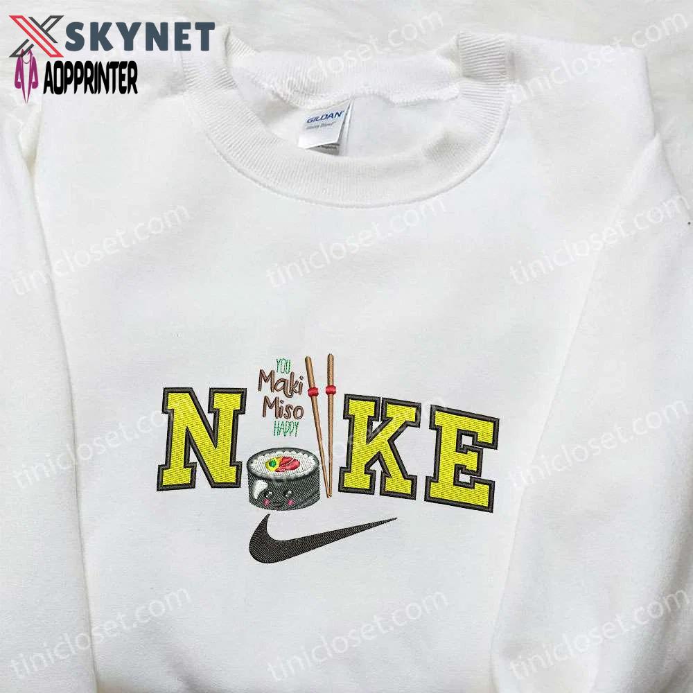 Nike inspired maki miso & favorite food embroidered shirt: stylish & unique nike shirt designs Embroidered Shirt