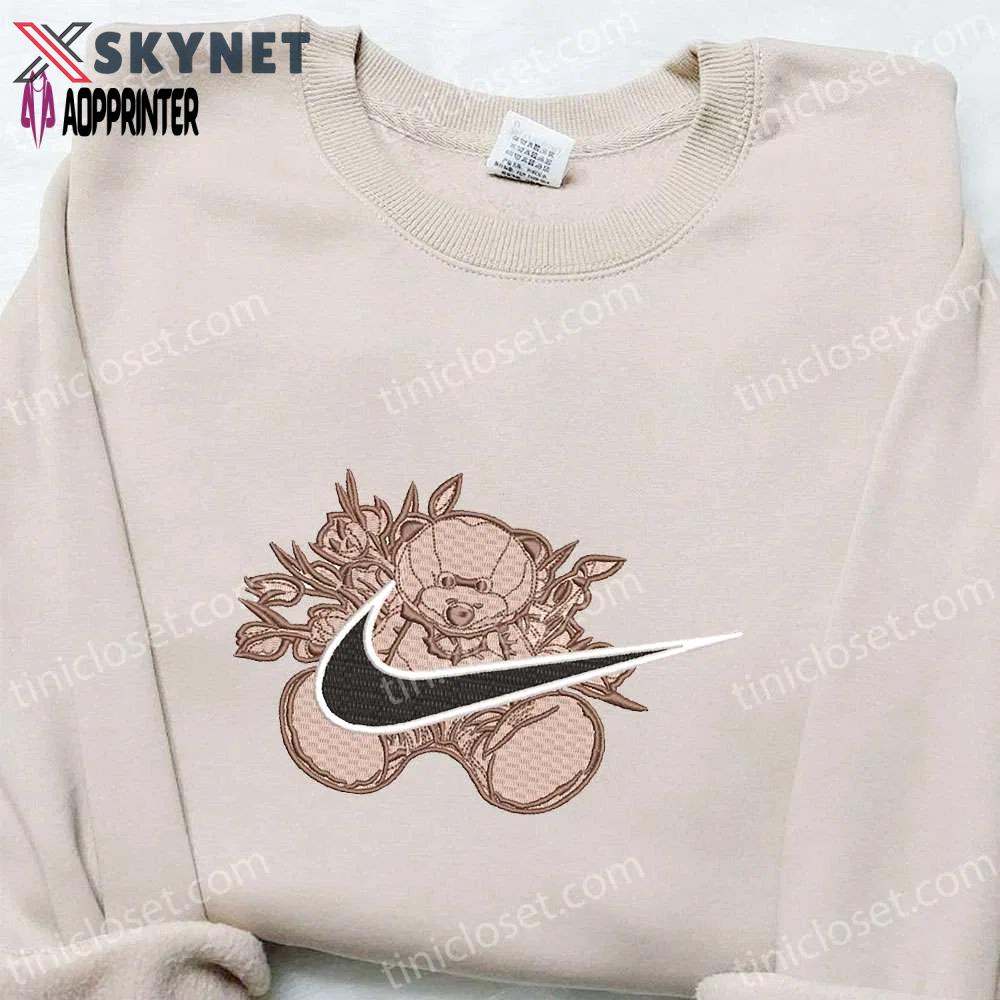 Nike inspired teddy bear x swoosh embroidered shirt – custom nike t-shirt Embroidered Shirt