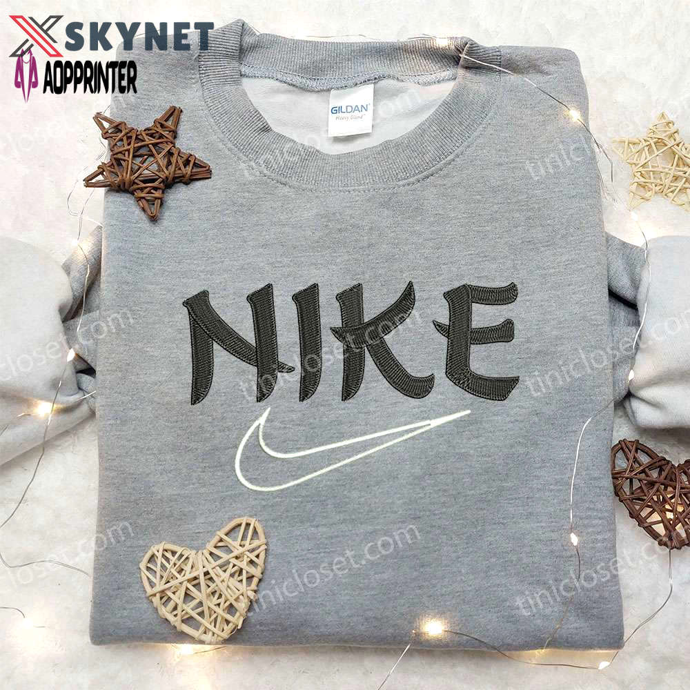 Nike japan font embroidered shirt: inspired style for the best family gift Embroidered Shirt