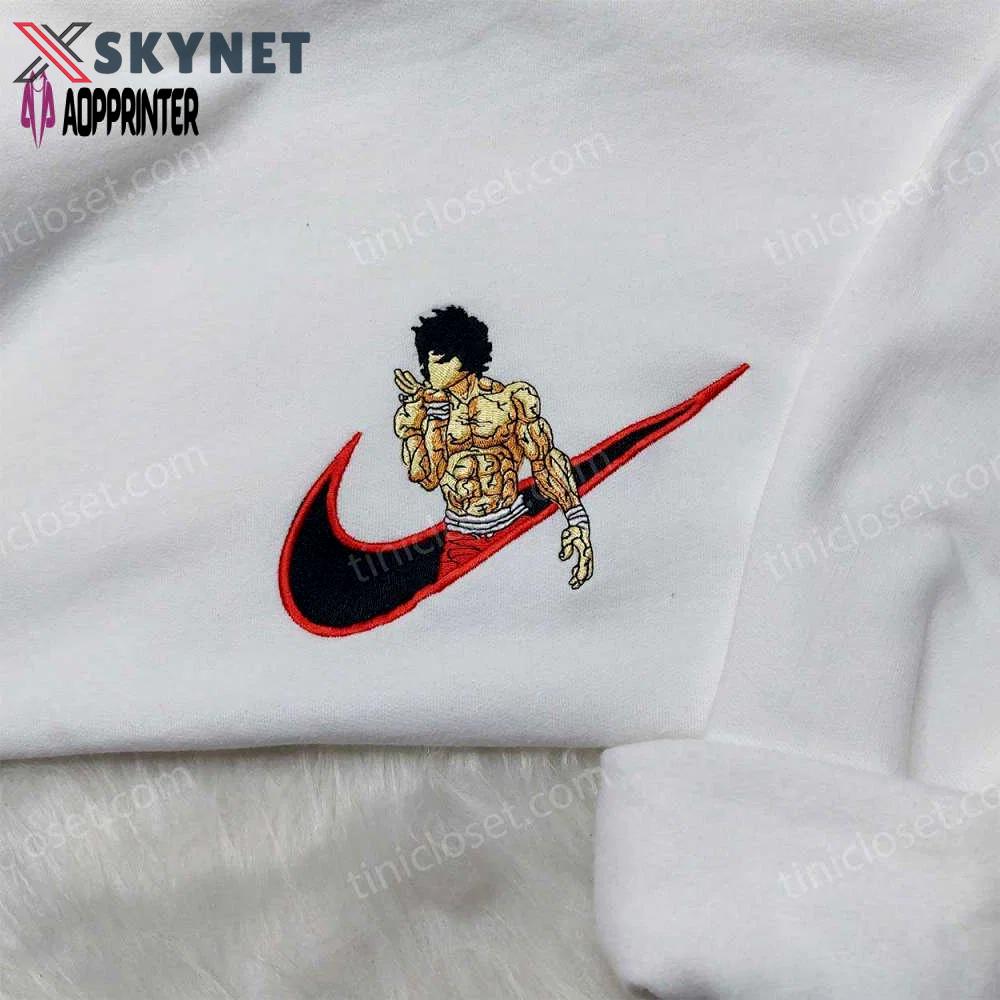 Nike swoosh baki embroidered sweatshirt – anime grappler shirt & hoodie Embroidered Shirt