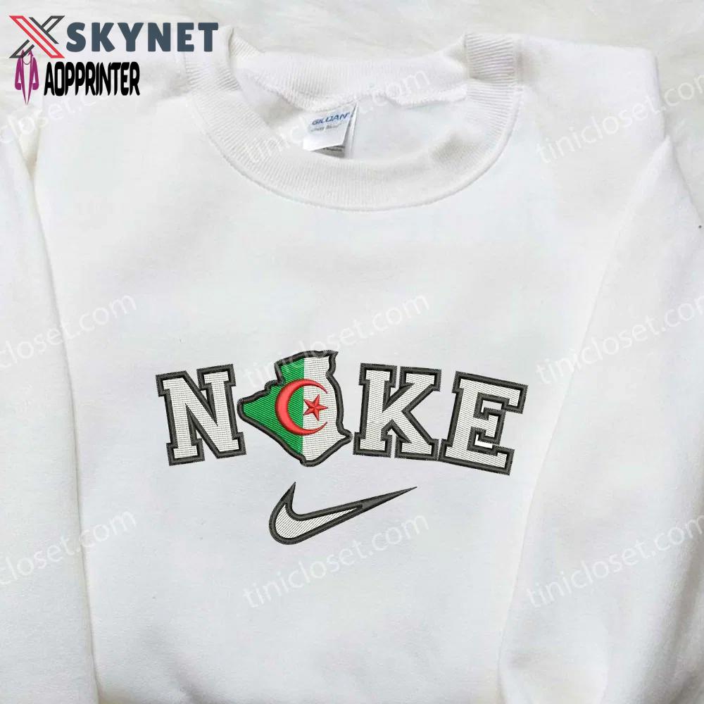 Nike x algeria map embroidered shirt: authentic nike inspired design for a stylish statement Embroidered Shirt