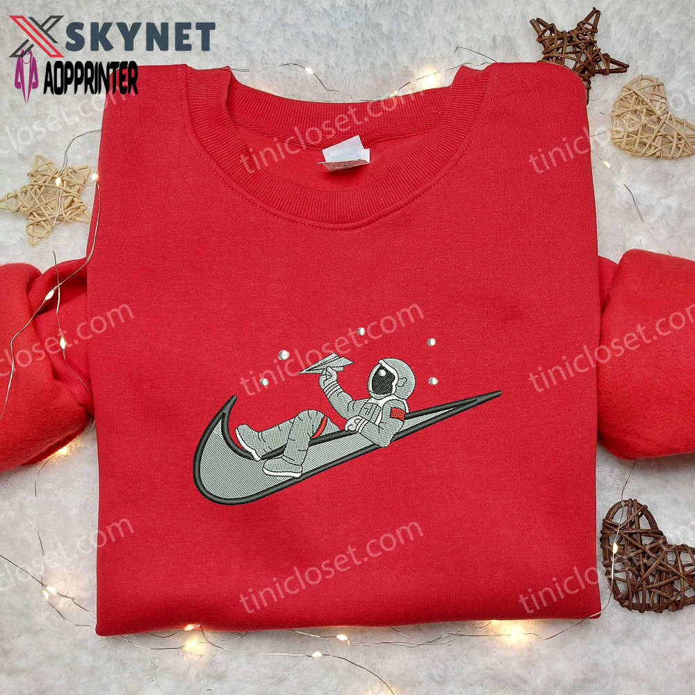 Nike x astronaut fly & anime embroidered shirts: stylish nike embroidered tees Embroidered Shirt