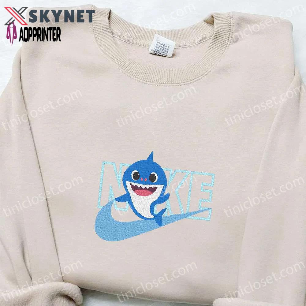 Nike x baby shark embroidered sweatshirt: custom hoodie perfect family gifts Embroidered Shirt