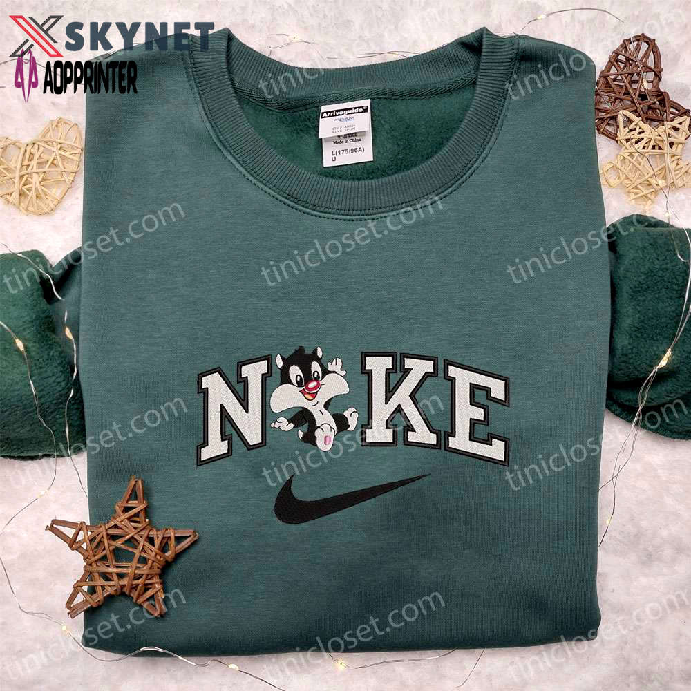 Nike x baby sylvester the cat shirt & disney looney tunes hoodie: best gift ideas Embroidered Shirt