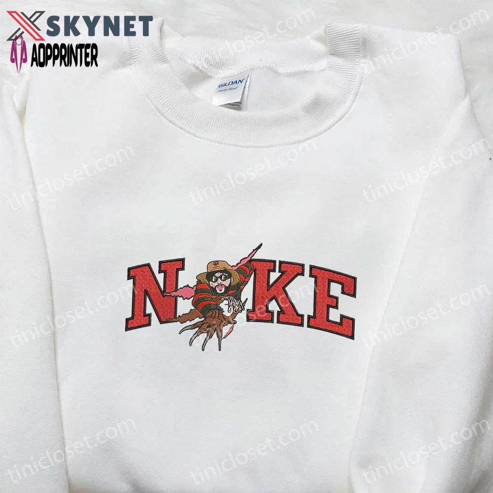 Nike x bad bunny freddy krueger embroidered shirt: spooky halloween lovers gift Embroidered Shirt