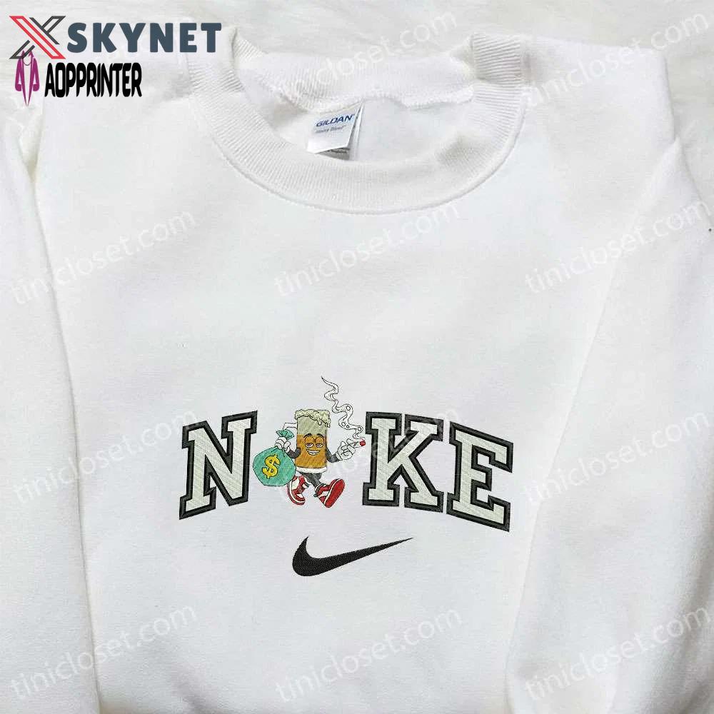 Nike x beer glass hold money embroidered sweatshirt: funny shirt nike inspired hoodie Embroidered Shirt