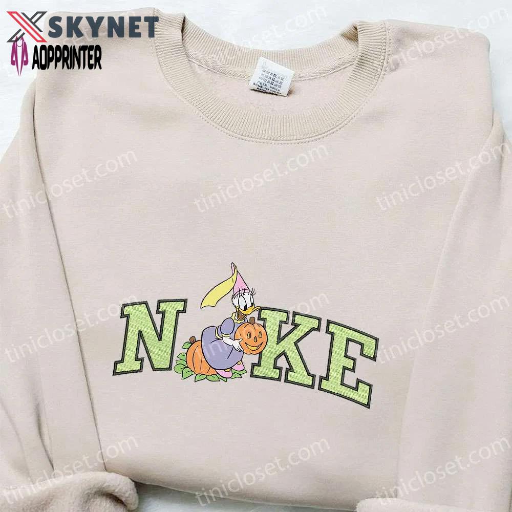 Nike x daisy duck pumpkin embroidered sweatshirt: best halloween gifts for family Embroidered Shirt