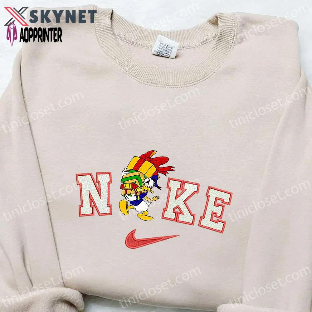 Nike x donald duck gifts embroidered sweatshirt walt disney christmas shirt – best gift ideas Embroidered Shirt