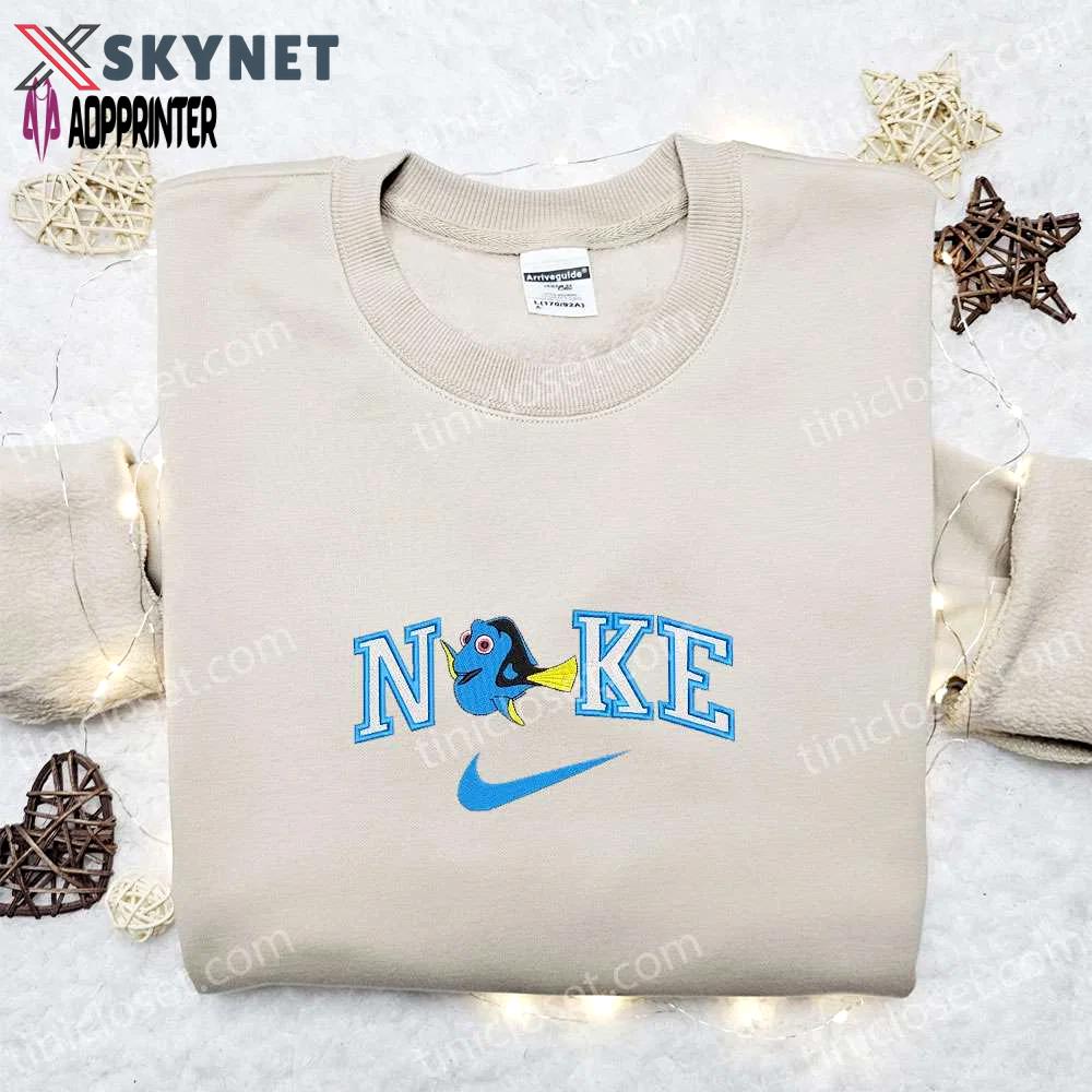 Nike x dory embroidered t-shirt: finding nemo disney design custom nike tee Embroidered Shirt