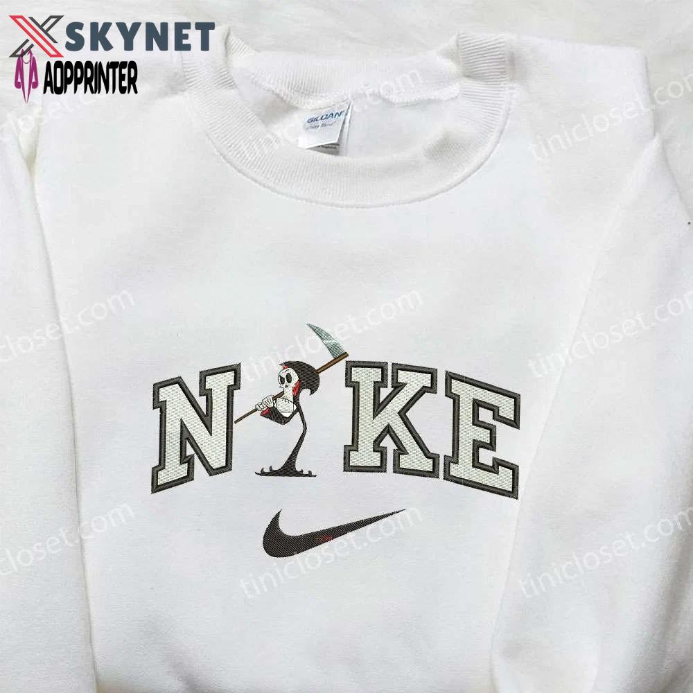 Nike x grim ghost embroidered shirt – halloween custom design Embroidered Shirt