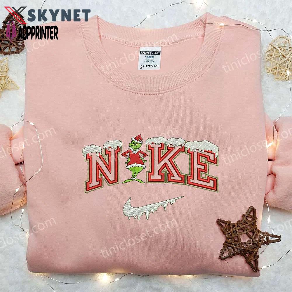 Nike x grinch christmas sweatshirt: best embroidered shirt for festive gift ideas Embroidered Shirt