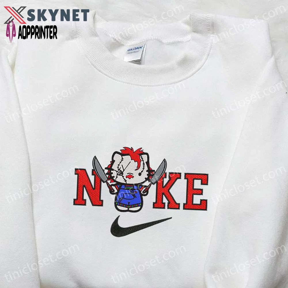 Nike x hello kitty chucky embroidered hoodie – funny halloween sweatshirt perfect family gifts Embroidered Shirt