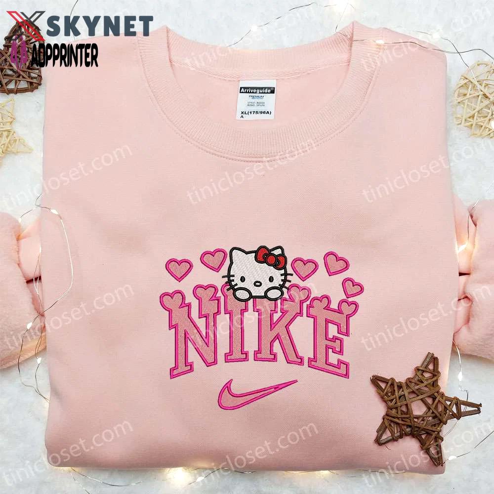 Nike x hello kitty hearts embroidered sweatshirt – valentine shirt nike inspired t-shirt Embroidered Shirt