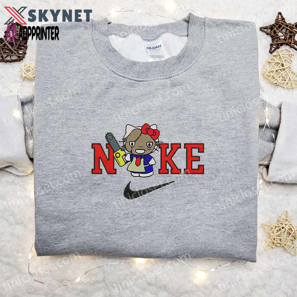 Nike x hello kitty leatherface embroidered sweatshirt spirit halloween t-shirt funny hoodie Embroidered Shirt