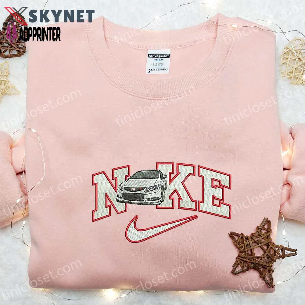 Nike x honda car embroidered sweatshirt & shirt: transportation-inspired t-shirt Embroidered Shirt