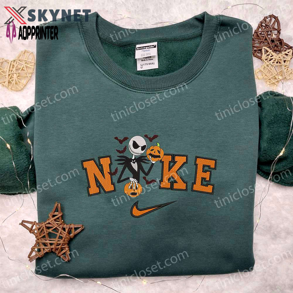 Nike x jack skellington halloween hoodie & t-shirt: nightmare before christmas embroidered apparel Embroidered Shirt