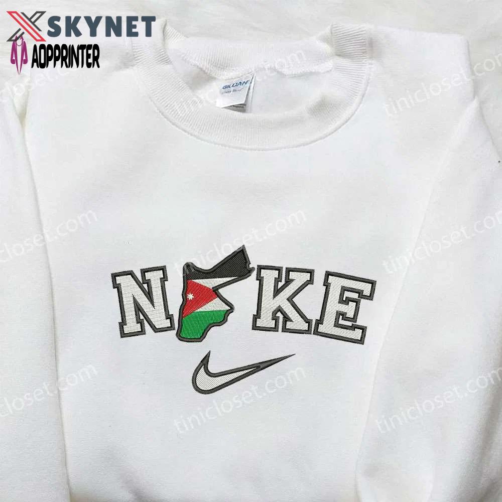 Nike x jordania map embroidered shirt: unique nike-inspired national day gift Embroidered Shirt