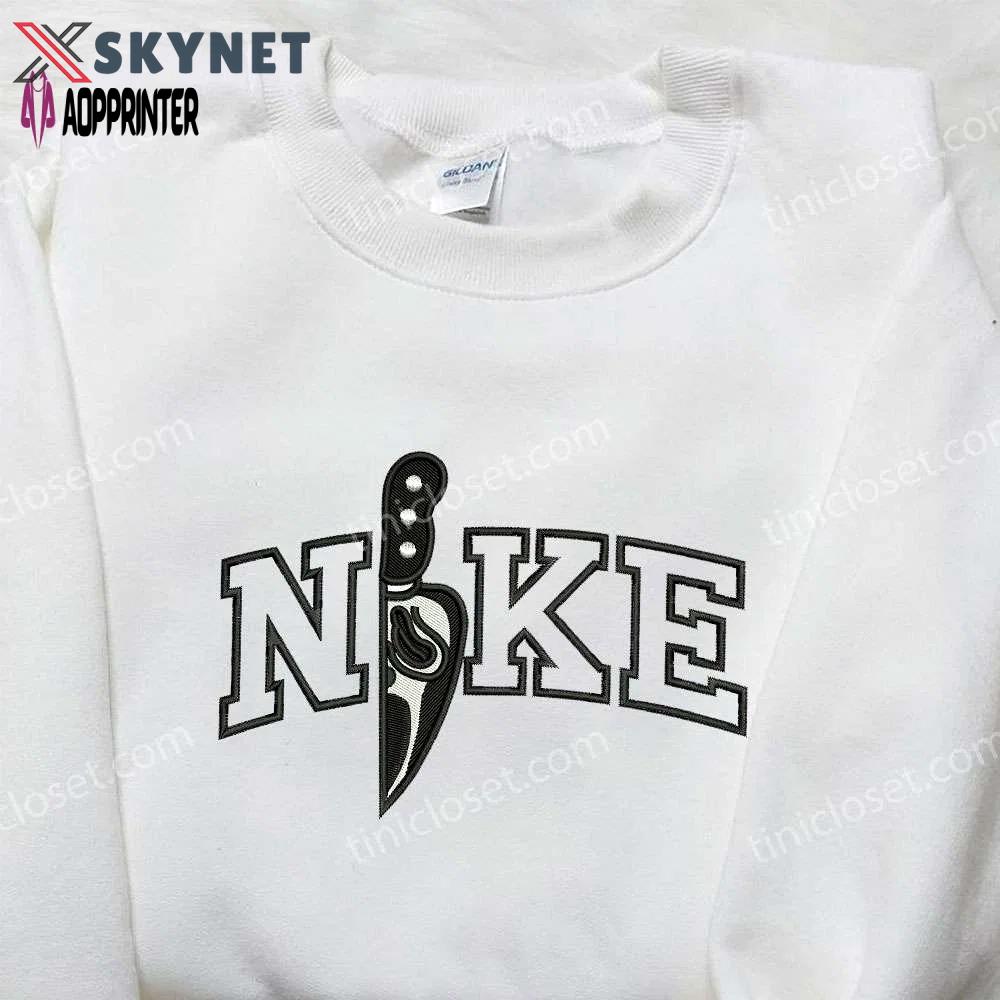 Nike x knife halloween embroidered shirt: spooky & stylish nike-inspired design Embroidered Shirt