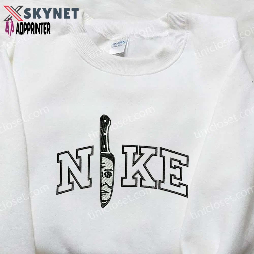 Nike x knife michael myers embroidered shirt: custom halloween tee Embroidered Shirt