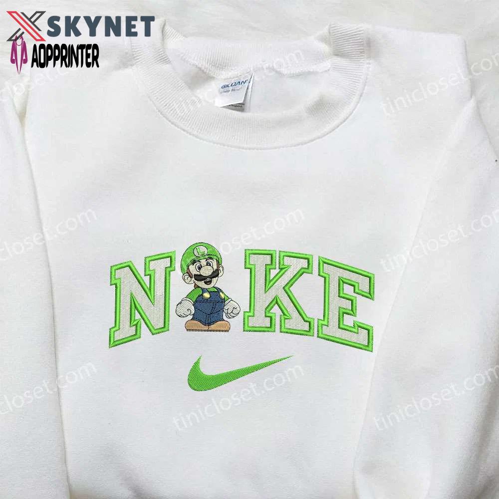 Nike x luigi embroidered shirt: best family gift nike inspired design Embroidered Shirt