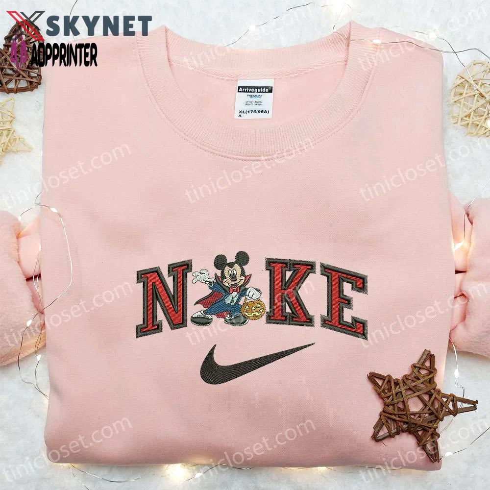 Nike x mickey mouse dracula embroidered hoodie: best halloween gift idea nike inspired shirt Embroidered Shirt