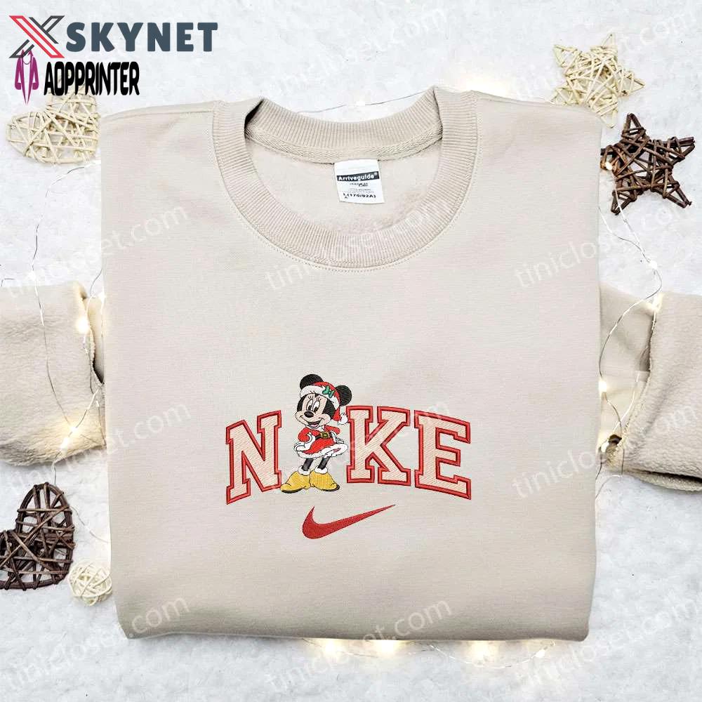Nike x minnie mouse christmas embroidered sweatshirt: best walt disney shirt for unique christmas gift ideas Embroidered Shirt
