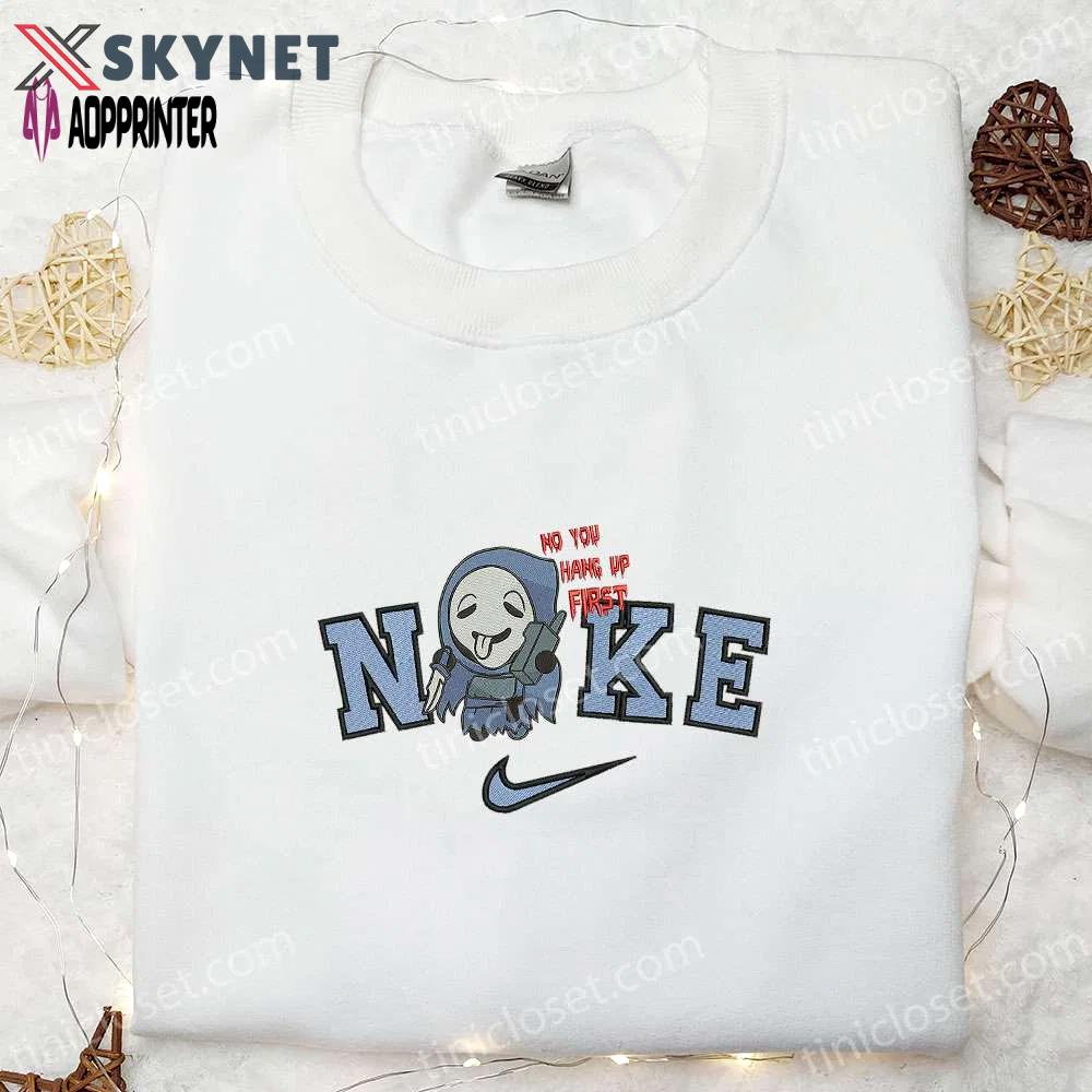 Nike x no you hang up first ghost embroidered shirt – spooky & inspired design Embroidered Shirt