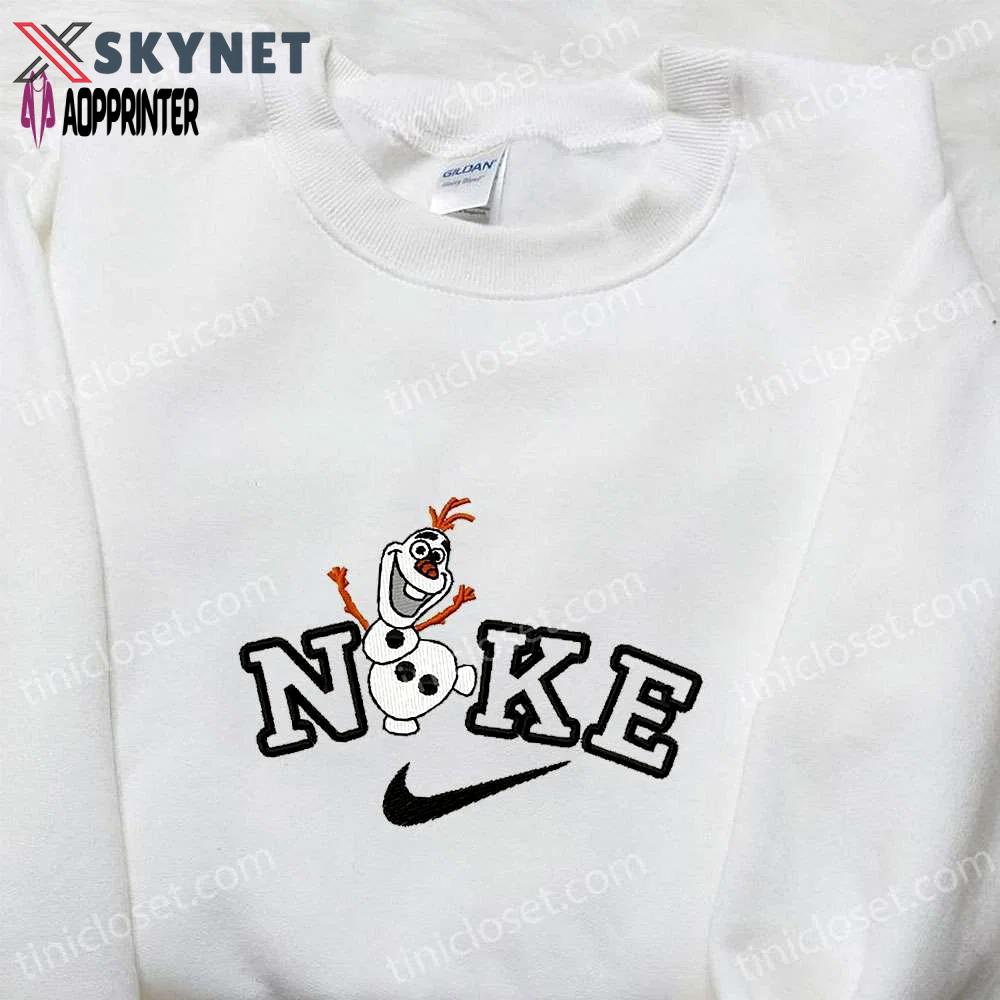 Nike x olaf cartoon embroidered hoodie christmas shirt & t-shirt: festive nike inspired apparel Embroidered Shirt