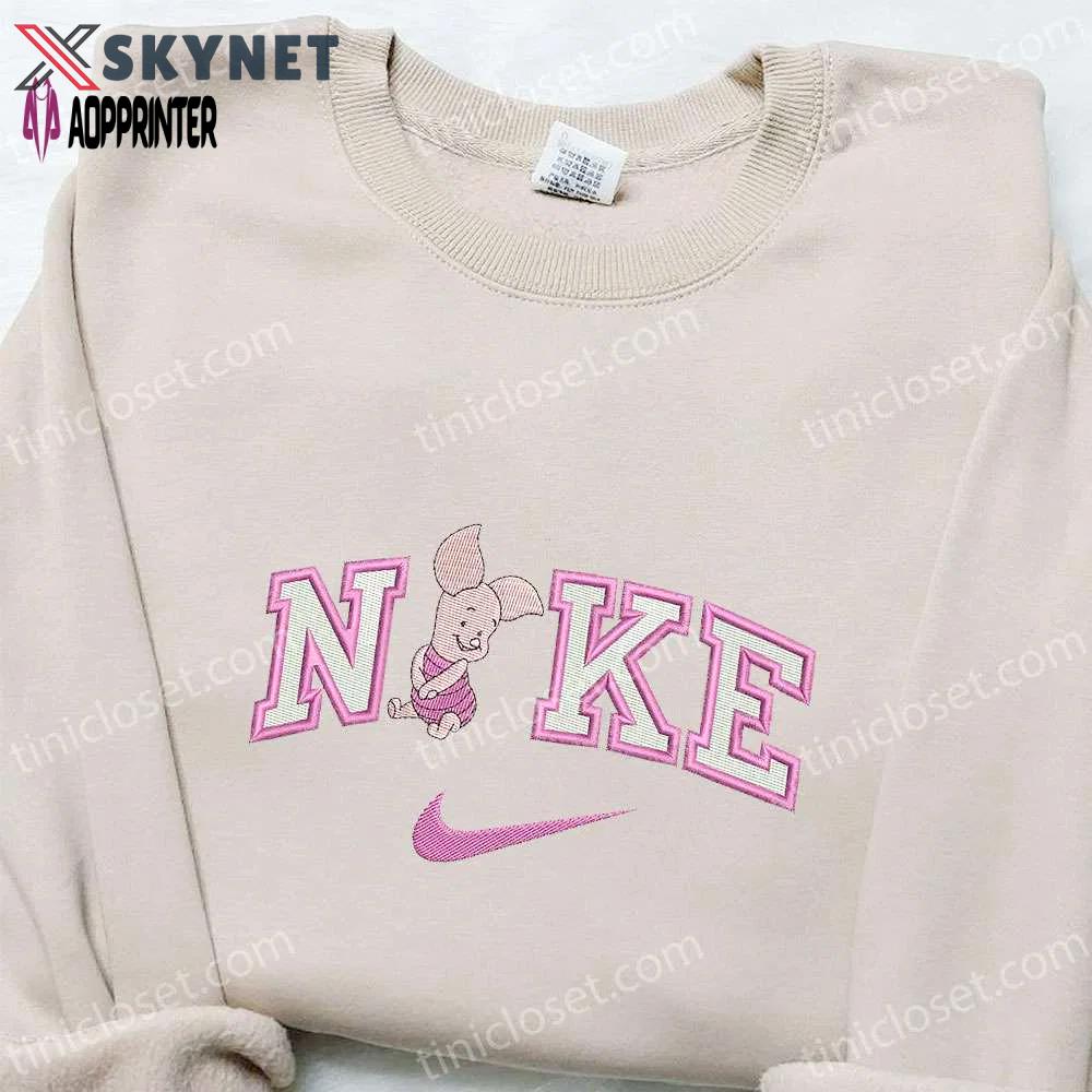 Nike x piglet cartoon embroidered shirt: disney characters & nike inspired t-shirt Embroidered Shirt