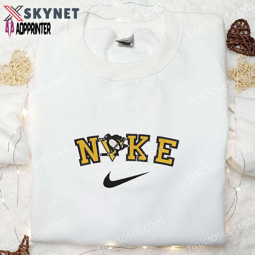 Nike x pittsburgh penguins embroidered shirt: custom sports tee Embroidered Shirt