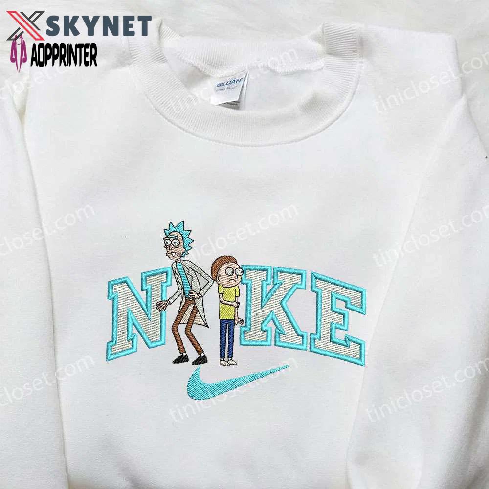 Nike x rick and morty cartoon embroidered shirt – unique nike inspired design Embroidered Shirt