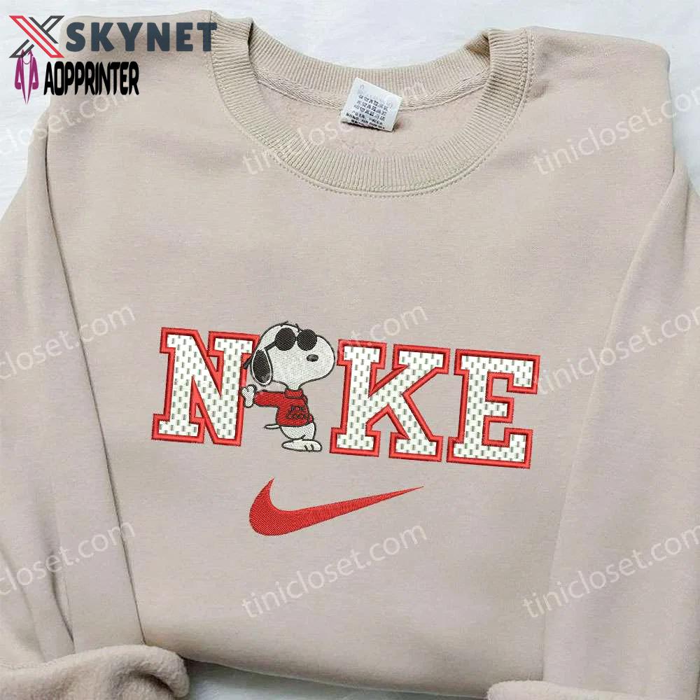 Nike x snoopy embroidered sweatshirt: peanuts cartoon shirt – nike inspired design Embroidered Shirt