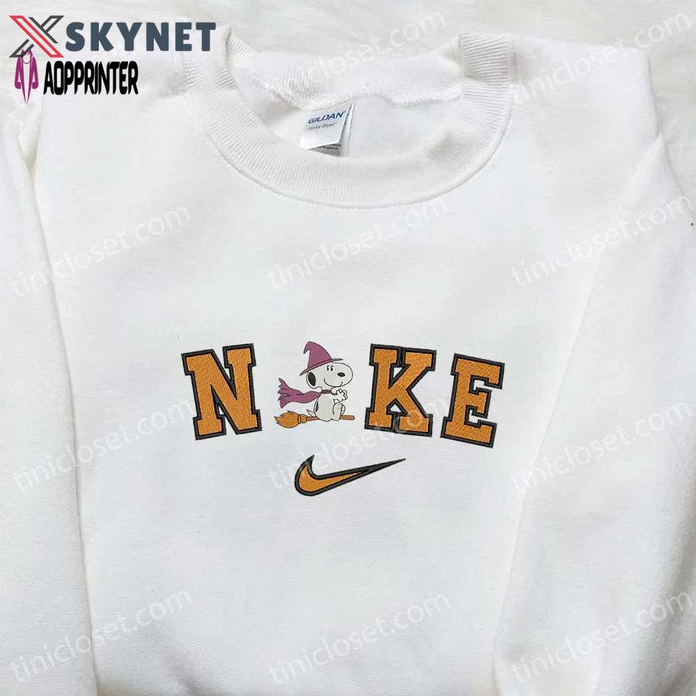 Nike x snoopy witch embroidered sweatshirt: adorable halloween hoodie & t-shirt Embroidered Shirt