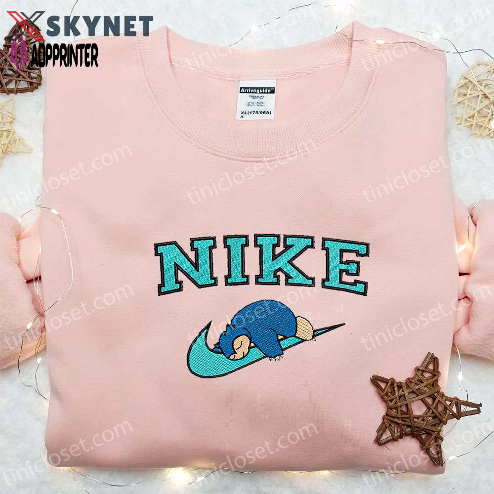 Nike x snorlax anime embroidered sweatshirt & pokemon shirt – best family gift ideas Embroidered Shirt