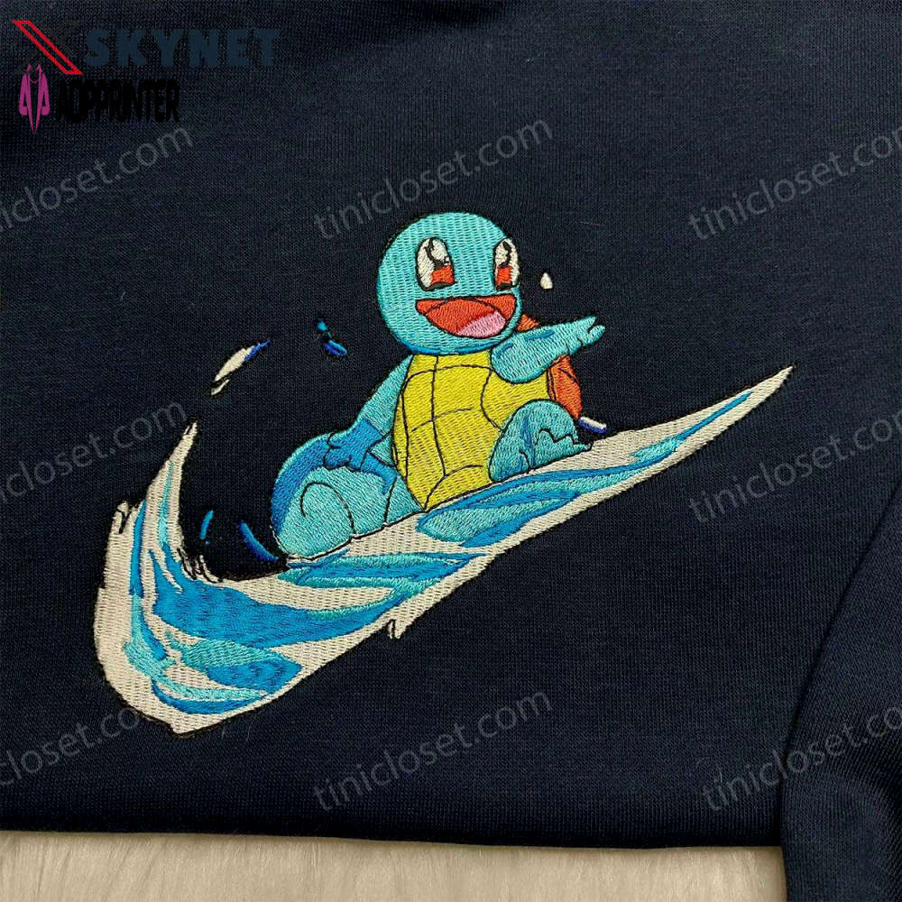 Nike x squirtle pokemon embroidered shirt – exclusive design with pokemon & nike inspired logo Embroidered Shirt