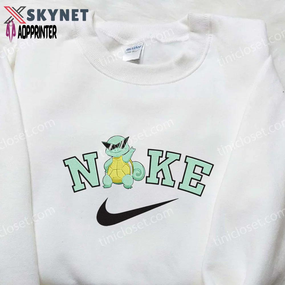 Nike x squirtle sunglasses embroidered shirt – perfect pokemon gift for anime fans Embroidered Shirt
