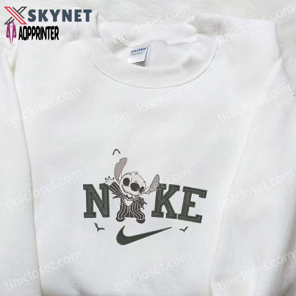 Nike x stitch jack skellington embroidered shirt: adorable halloween-inspired design Embroidered Shirt