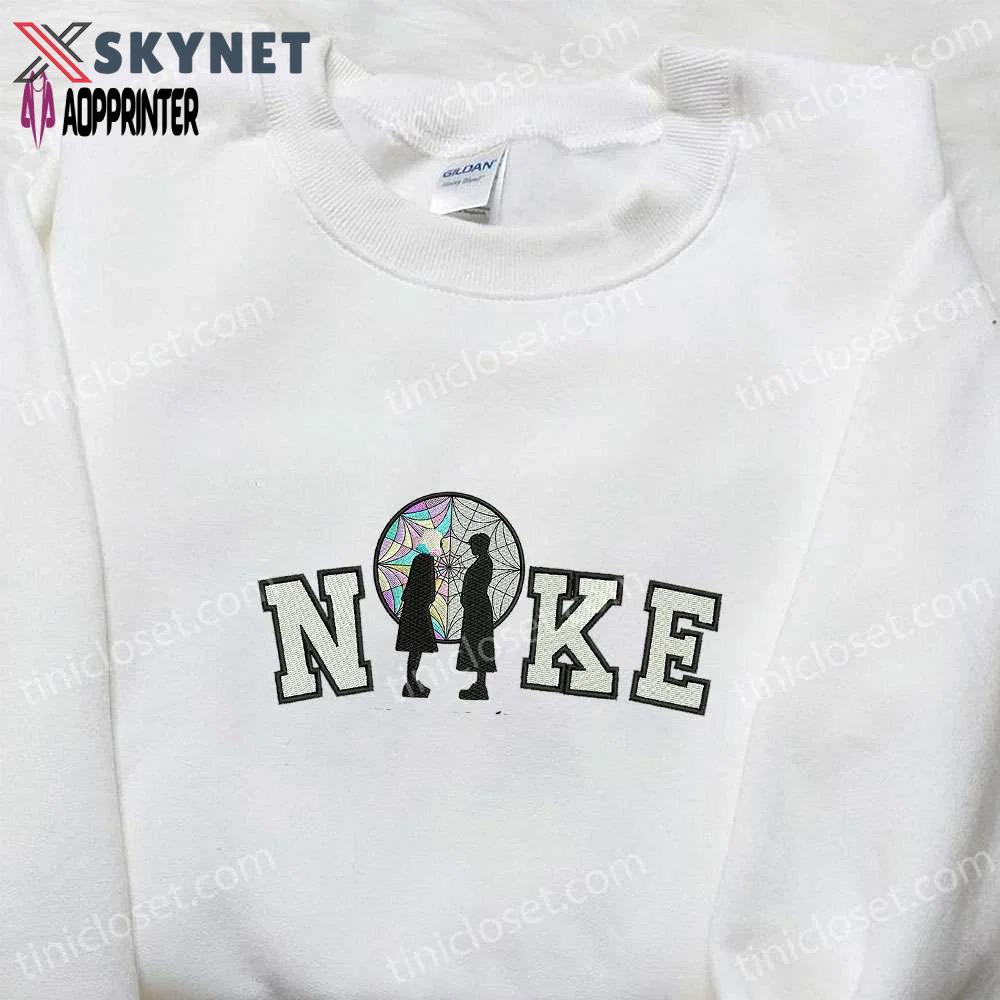 Nike x wednesday embroidered sweatshirt: cool halloween hoodie perfect gift for halloween lovers Embroidered Shirt