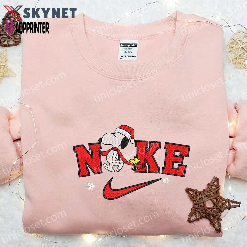 Nike x xmas snoopy cartoon embroidered shirt & hoodie: best christmas gift ideas – custom nike t-shirt Embroidered Shirt