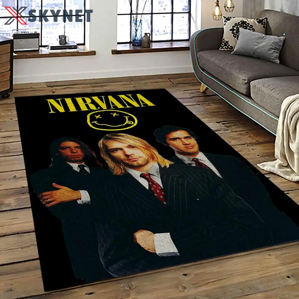 Nirvana rock band punk rock music retangle carpet area rug home decor best gift for fan and friends nv22 Rectangle Rug